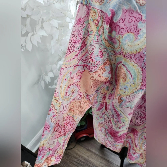 Ralph Lauren Floral Pink Button Down Womens Shirt Size S/M 3/4 Sleeve - Picture 4 of 8